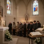 A prayer for the souls in purgatory and how to pray Worshipers praying for departed souls in a candlelit church