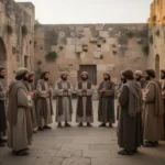 Disciples waiting together in Jerusalem for the Holy Spirit