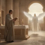 Artistic temple scene representing Gabriel’s message to Zechariah