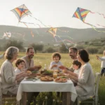 Ash Monday: Meaning, customs, and how it is observed Family sharing Clean Monday foods while children fly kites outdoors