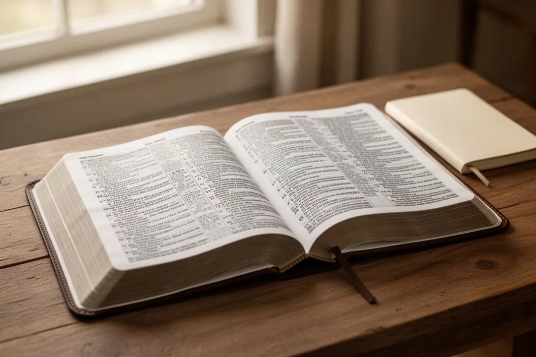 Open Bible showing the relationship between Old and New Testaments
