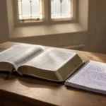 Colossians 1:1-17: Meaning and study guide Open Bible and notebook representing a study of Colossians 1:1-17
