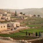 Restored Judean landscape with green fields and rebuilt homes