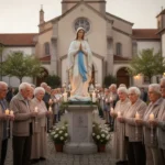 Feast day of Our Lady of Fatima: date and meaning Parishioners pray around a Marian statue during a Fatima feast procession