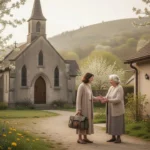 Mary and Elizabeth greeting one another during the Visitation