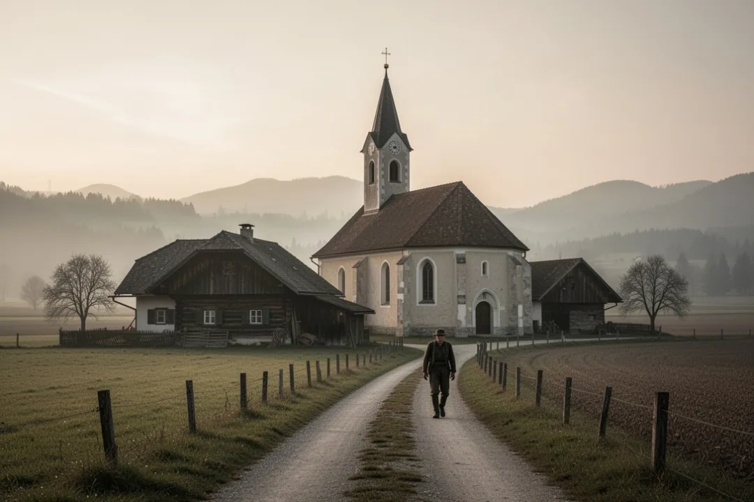 Rural Austrian landscape representing Franz Jägerstätter’s life and conscience