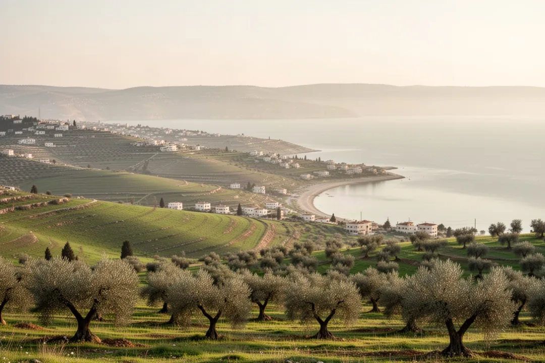 Green Galilean hills descending toward the Sea of Galilee