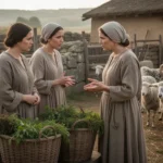 Rachel, Leah, and Jacob’s household beside ancient sheep pens