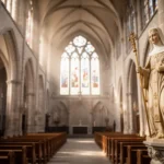 Medieval church interior honoring Gertrude of Nivelles