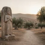 Gods of the Bible: Who They Are and What They Mean Ancient stone idol beside a path in an ancient Near Eastern landscape