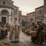 Gregory overseeing relief for hungry families in sixth-century Rome