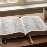 Open Bibles showing different Old Testament arrangements on a reading desk