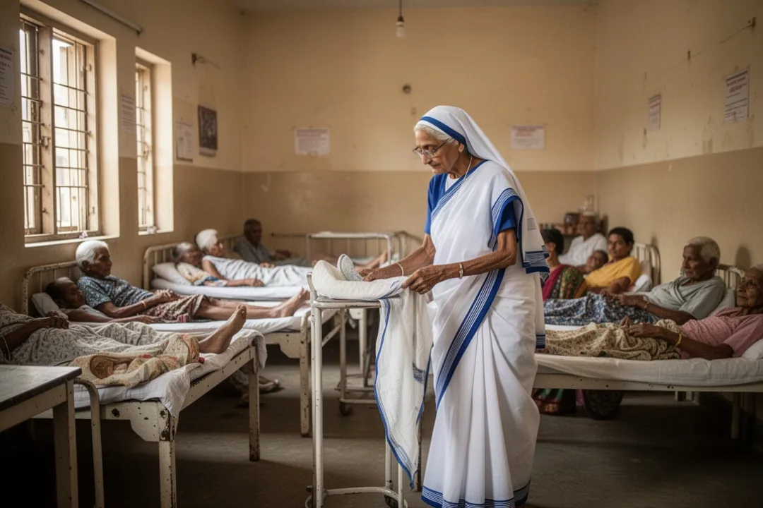 Mother Teresa-inspired nun caring for patients in a Kolkata charity home