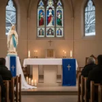 Parish church prepared for an Immaculate Conception Mass