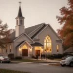 Parishioners arriving for a Saturday evening Sunday vigil Mass