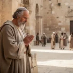 James the Just praying near the Jerusalem Temple courtyard