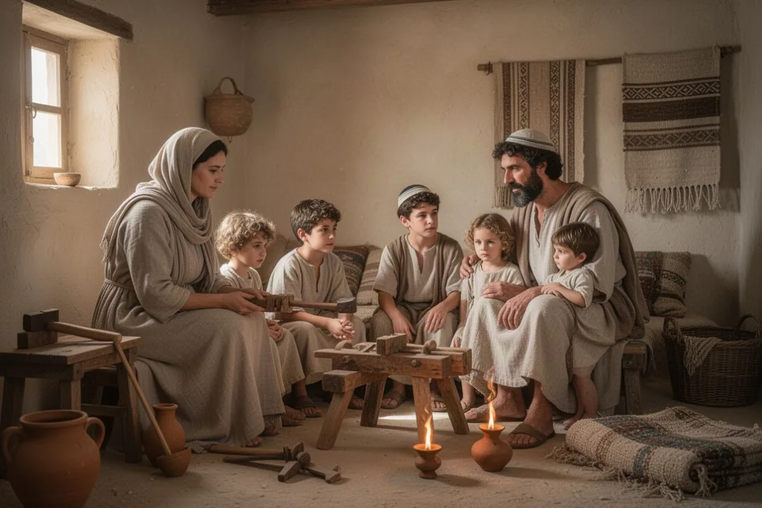 Jesus’ family household in a modest first-century Nazareth home