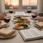 Jewish feasts: meanings, dates, and traditions Passover seder table with matzah and symbolic foods at sunset