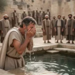 Man washes at Siloam after Jesus restores his sight