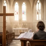 Lord Jesus: meaning, identity, and how to follow him Person praying near an open Gospel and wooden cross