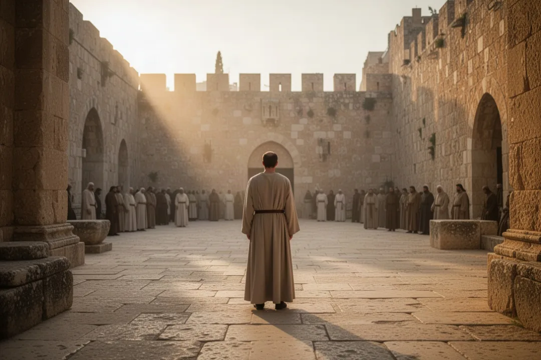 Ancient courtyard suggesting Stephen’s faithful witness before martyrdom