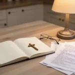 Study materials and cross representing thoughtful moral discernment