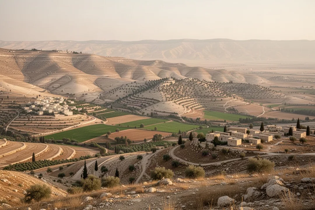Ancient Israel landscape representing the territories of the twelve tribes