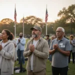 Community members gather for a National Day of Prayer reflection event