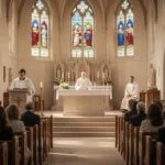 Congregation listening during the Liturgy of the Word at Mass