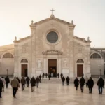 Pilgrims approaching the Padre Pio sanctuary in San Giovanni Rotondo