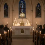 Perpetual Eucharistic adoration: Meaning and practice Worshippers praying quietly before the exposed Blessed Sacrament