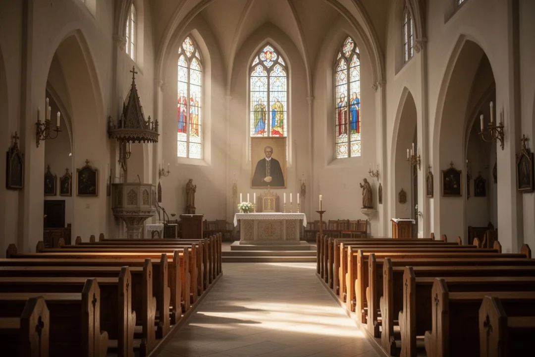 Historic Polish church interior representing John Paul II’s early faith