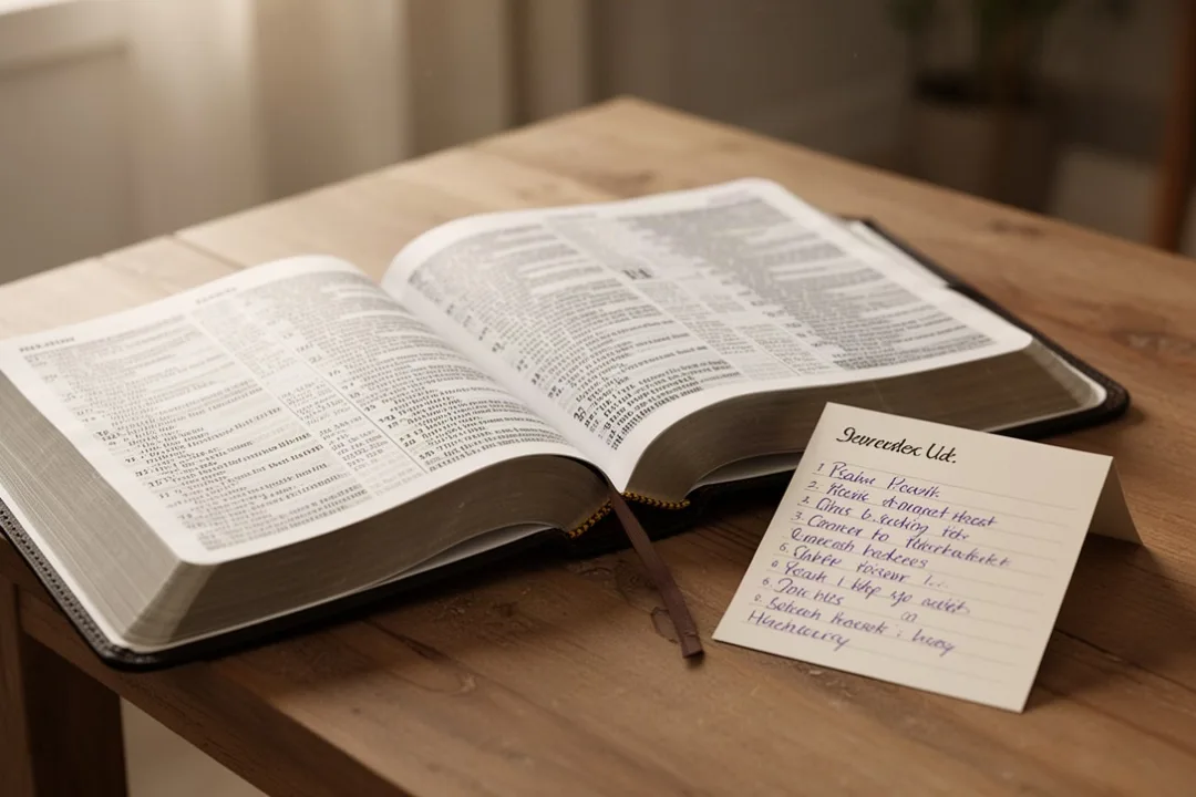 Open Bible and reference card representing careful checking of Psalm citations