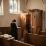 Reconciliation confession: what to expect and how to prepare Person preparing quietly for reconciliation confession inside a Catholic church