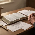Bible study scene representing freedom from sin in Romans 6
