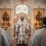Saint Basil: Life, Teachings, Feast Day, and Legacy Bishop celebrating a Saint Basil service inside a candlelit Eastern Christian church