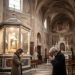 Saint Catherine of Bologna: life, writings, and legacy Visitor praying near Saint Catherine’s shrine in a historic Bologna church