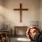 Chapel cross and prayer space symbolizing Saint Dismas and prison ministry