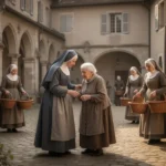 Saint Frances de Chantal serving others at a French monastery