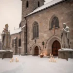 Winter church setting honoring Saint Henry in Finland
