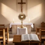 Saint Peter Julian Eymard: life, mission, and legacy Quiet chapel prepared for Eucharistic adoration inspired by Saint Peter Julian Eymard