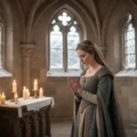 St Adelaide: the life and legacy of a medieval empress Medieval noblewoman praying inside a candlelit monastery chapel