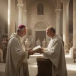 St Athanasius teaching clergy in a fourth-century Alexandria church