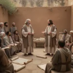 Saint Barnabas encouraging believers in an early Christian community