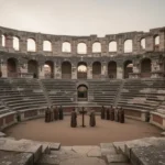 Roman amphitheater scene recalling St. Blandina’s martyrdom in Lyon