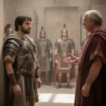 Early Christian soldier facing Roman authority before martyrdom