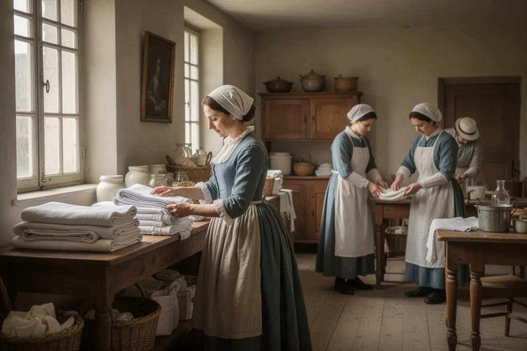 St. Louise organizing charitable care with caregivers in a French home