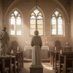 Indian church interior honoring St. Thomas during quiet morning prayer