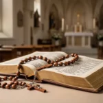 The history of the Rosary: how the prayer developed Wooden Rosary beside an old prayer book in a quiet church