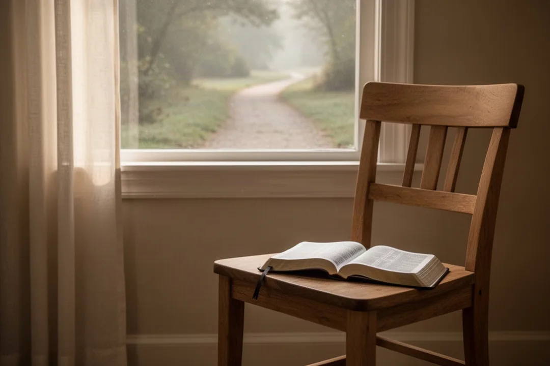 Open Bible and peaceful path representing the Lord as shepherd